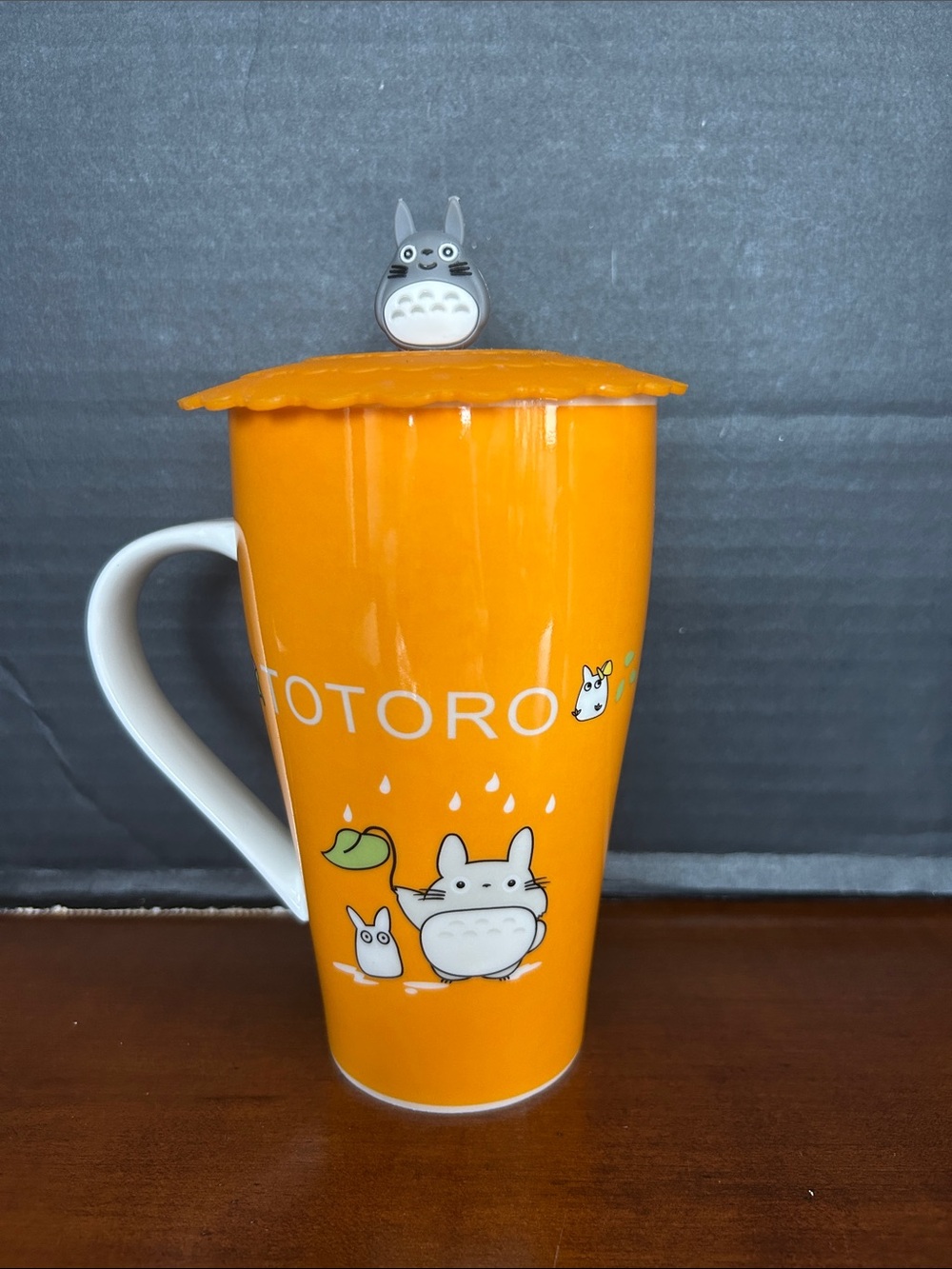 TOTORO Orange Ceramic Travel Mug with Lid